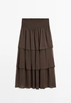 Massimo Dutti LONG RUFFLED - A-line Skirt - Mottled Dark Brown 16 Massimo Dutti LONG RUFFLED - A-line Skirt - Mottled Dark Brown -Massimo Dutti Shop f2950aa3eeec4fc18cea3658a318405e