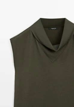 Massimo Dutti FLOWING GARMENT WITH DRAPED NECK DETAIL - Blouse - Dark Green -Massimo Dutti Shop f29942484daa4ab3afa2bf5e133b70ca