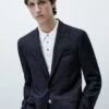Massimo Dutti Blazer Jacket - Dark Blue