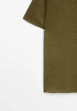 Massimo Dutti Short Sleeve- Basic T-Shirt - Khaki -Massimo Dutti Shop f2a858794e584c38bd41a18230984ee3