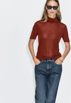 Massimo Dutti HIGH NECK WITH SHORT SLEEVES - Basic T-shirt - Red