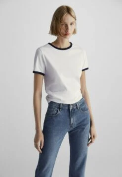 Massimo Dutti Mid Waist - Straight Leg Jeans - Blue Denim -Massimo Dutti Shop f2cb26cb7b30486eb2ca3b40459871d5