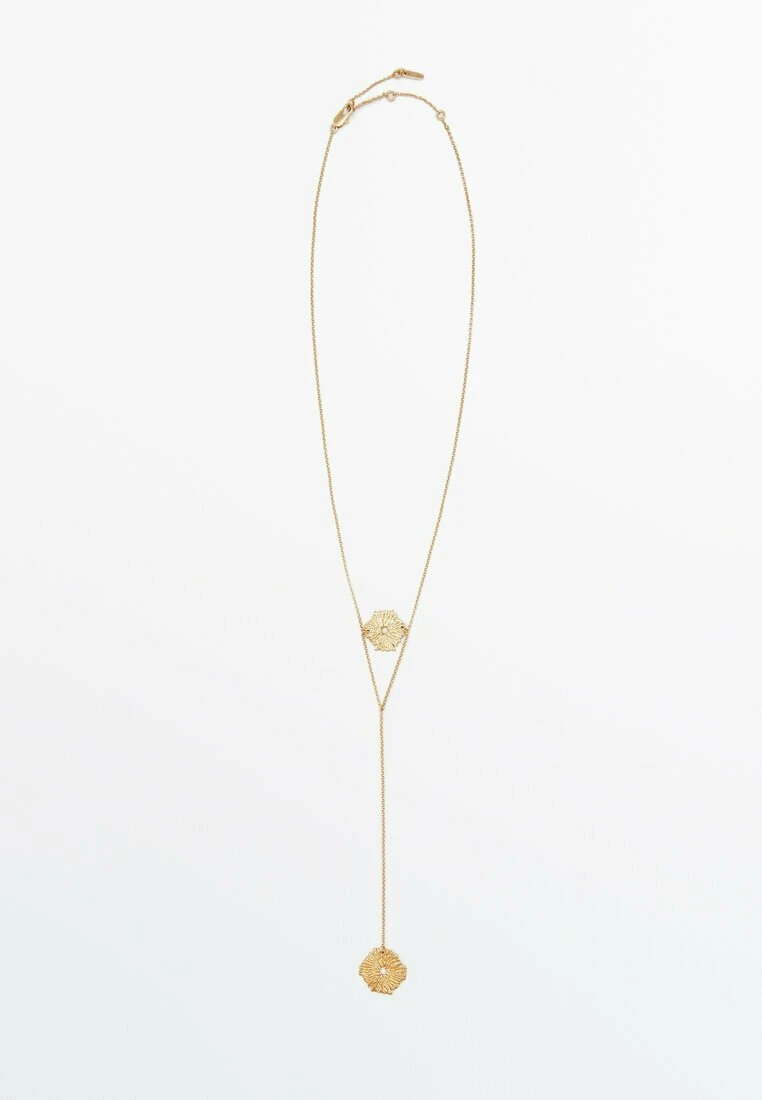 Massimo Dutti Double Flower Long - Necklace - Gold Coloured 4 Massimo Dutti Double Flower Long - Necklace - Gold Coloured - Image 2