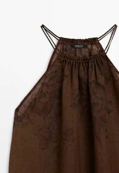 Massimo Dutti FLOWING FLORAL PRINT HALTER NECK - Top - Mottled Dark Brown -Massimo Dutti Shop f2d9061ae569450fa958f646d60ef85f