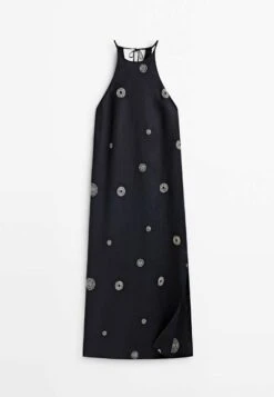 Massimo Dutti Halter With Contrast Embroidery - Day Dress - Black -Massimo Dutti Shop f30adc88372f4c0daff3be69860b7897