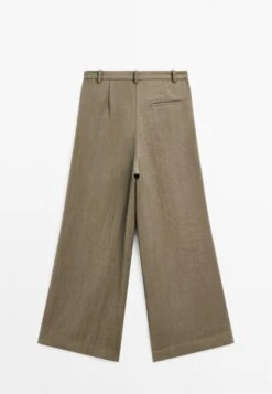 Massimo Dutti WIDE-LEG CROPPED WITH DARTS - Trousers - Mottled Brown -Massimo Dutti Shop f38db1dbb34a419bafd790eacffce765