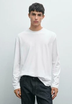 Massimo Dutti LONG SLEEVE MEDIUM WEIGHT - Long Sleeved Top - White