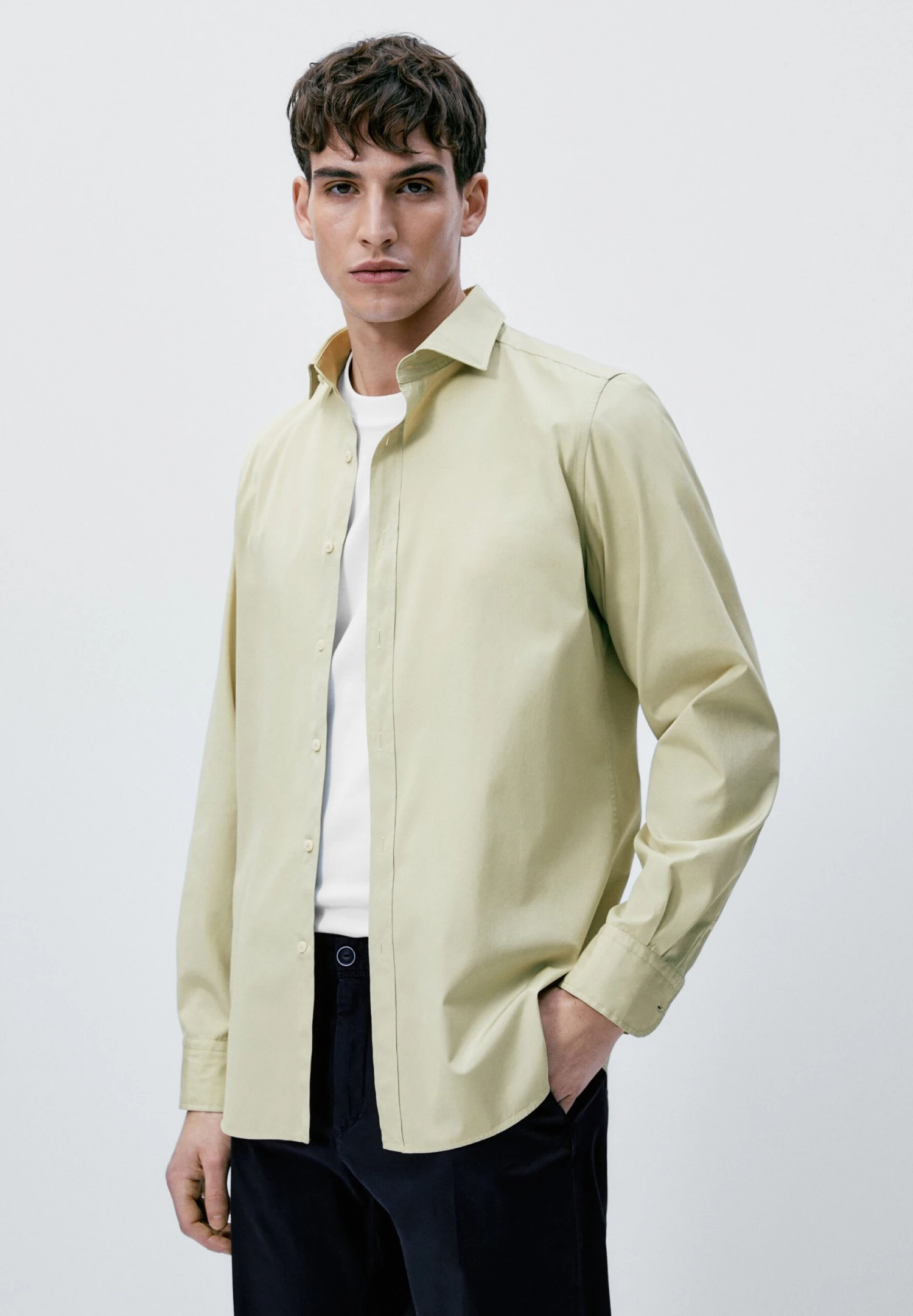 Massimo Dutti Slim Fit - Shirt - Khaki 3 Massimo Dutti Slim Fit - Shirt - Khaki
