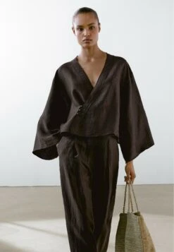 Massimo Dutti CROSSOVER KIMONO - Summer Jacket - Dark Purple