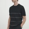 Massimo Dutti Stripe Textured - Print T-Shirt - Black 1 Massimo Dutti Stripe Textured - Print T-Shirt - Black -Massimo Dutti Shop f41ae7dea7894bcd97042551db95a73d