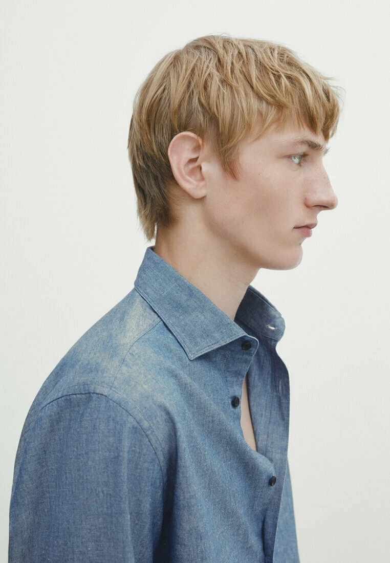 Massimo Dutti Chambray- Shirt - Blue Denim 7 Massimo Dutti Chambray- Shirt - Blue Denim - Image 5