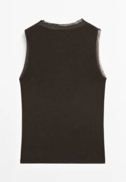 Massimo Dutti SLEEVELESS WITH DOUBLE PIPING - Basic T-shirt - Mottled Dark Brown -Massimo Dutti Shop f454b0f415e24a40b68e44cd083f6847