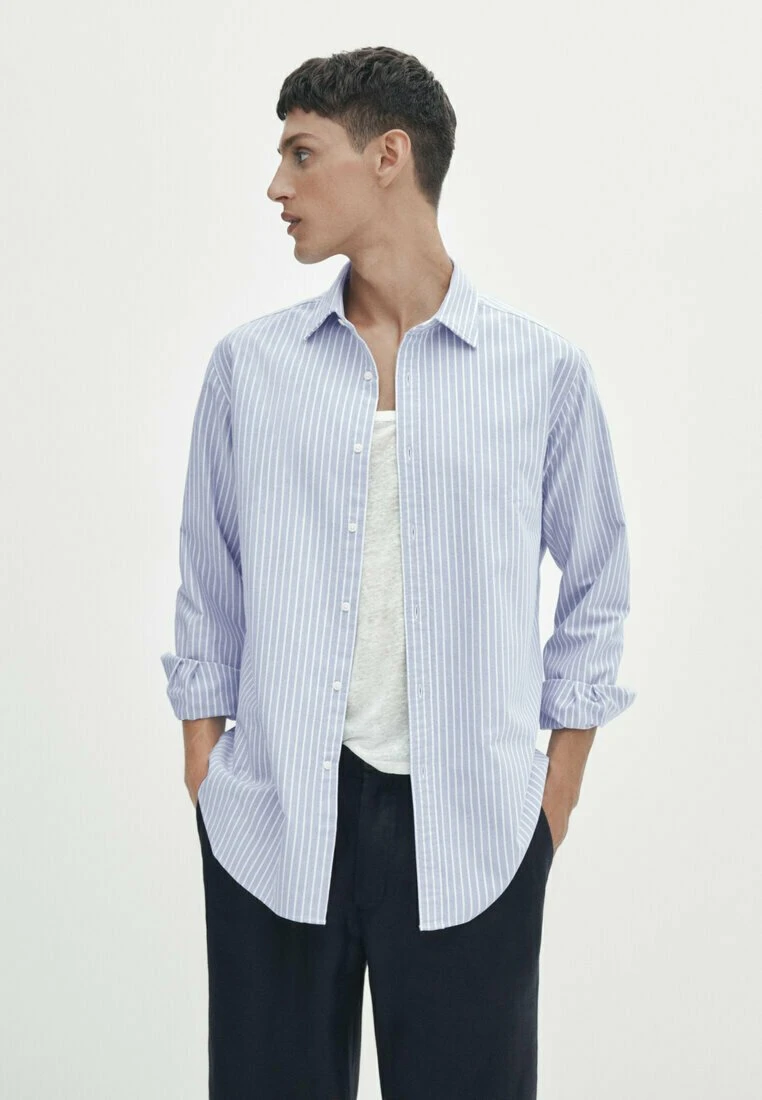 Massimo Dutti Soft Wash Striped Oxford - Shirt - Light Blue 3 Massimo Dutti Soft Wash Striped Oxford - Shirt - Light Blue