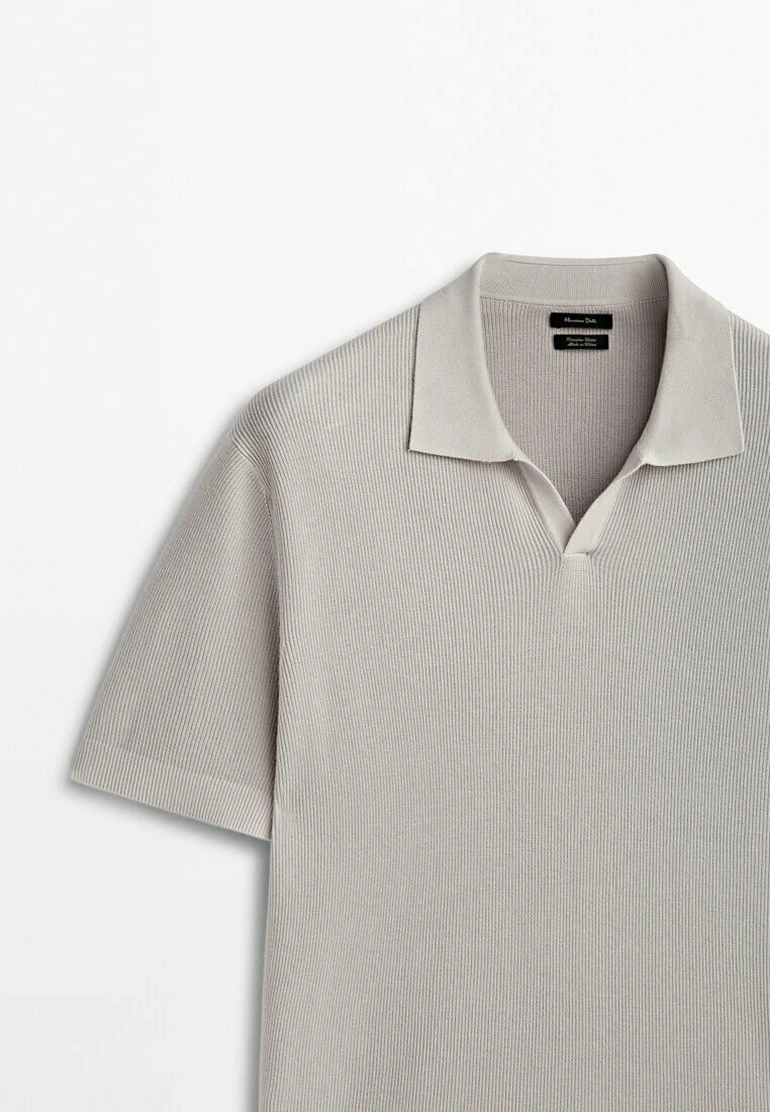 Massimo Dutti Vertical-Textured Micro - Polo Shirt - Beige 10 Massimo Dutti Vertical-Textured Micro - Polo Shirt - Beige - Image 8