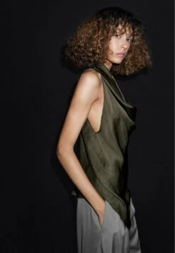 Massimo Dutti DRAPED HALTER TOP - Top - Mottled Dark Green -Massimo Dutti Shop f4c43eb5b76148a3888ce3e8b1e3fb65