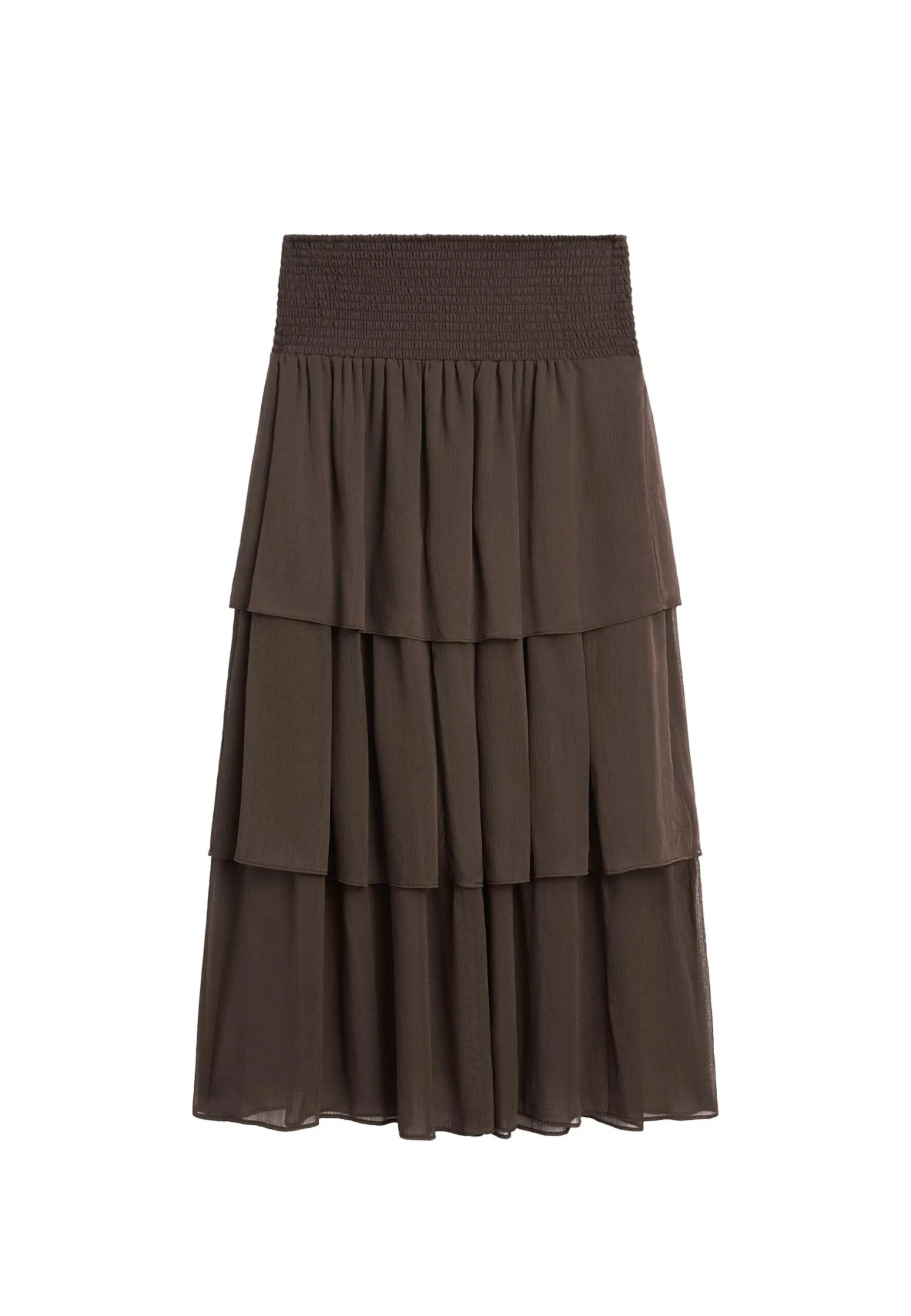 Massimo Dutti LONG RUFFLED - A-line Skirt - Mottled Dark Brown 7 Massimo Dutti LONG RUFFLED - A-line Skirt - Mottled Dark Brown - Image 5