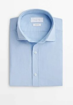 Massimo Dutti Barré Extra-Fine- Shirt - Light Blue -Massimo Dutti Shop f548036028a24adfb0c843d69d07b5a0