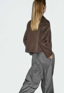 Massimo Dutti SHORT DOUBLE-BREASTED - Short Coat - Mottled Dark Brown -Massimo Dutti Shop f56889ead03141a3b94de2e0b729679e