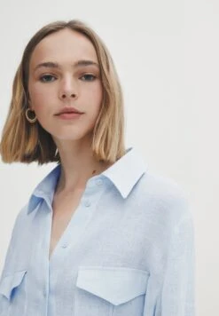 Massimo Dutti With Pockets- Button-Down Blouse - Light Blue -Massimo Dutti Shop f574910528974096acddd85c7765b083