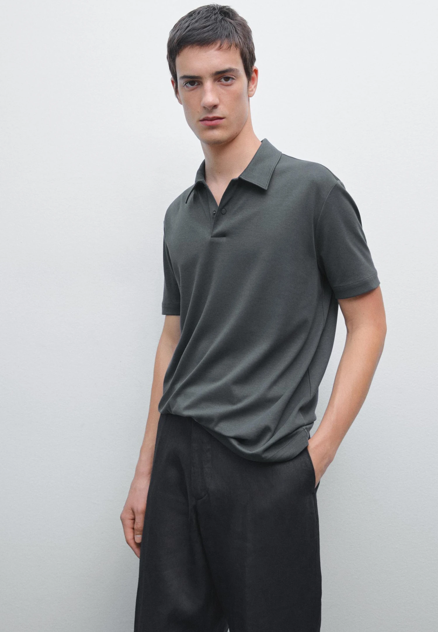 Massimo Dutti SHORT SLEEVE POLO NECK - Polo Shirt - Blue/grey 3 Massimo Dutti SHORT SLEEVE POLO NECK - Polo Shirt - Blue/grey