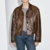 Massimo Dutti DISTRESSED EFFECT CROPPED - Leather Jacket - Dark Brown -Massimo Dutti Shop f57adabc207a463a96255ab5c86996a1