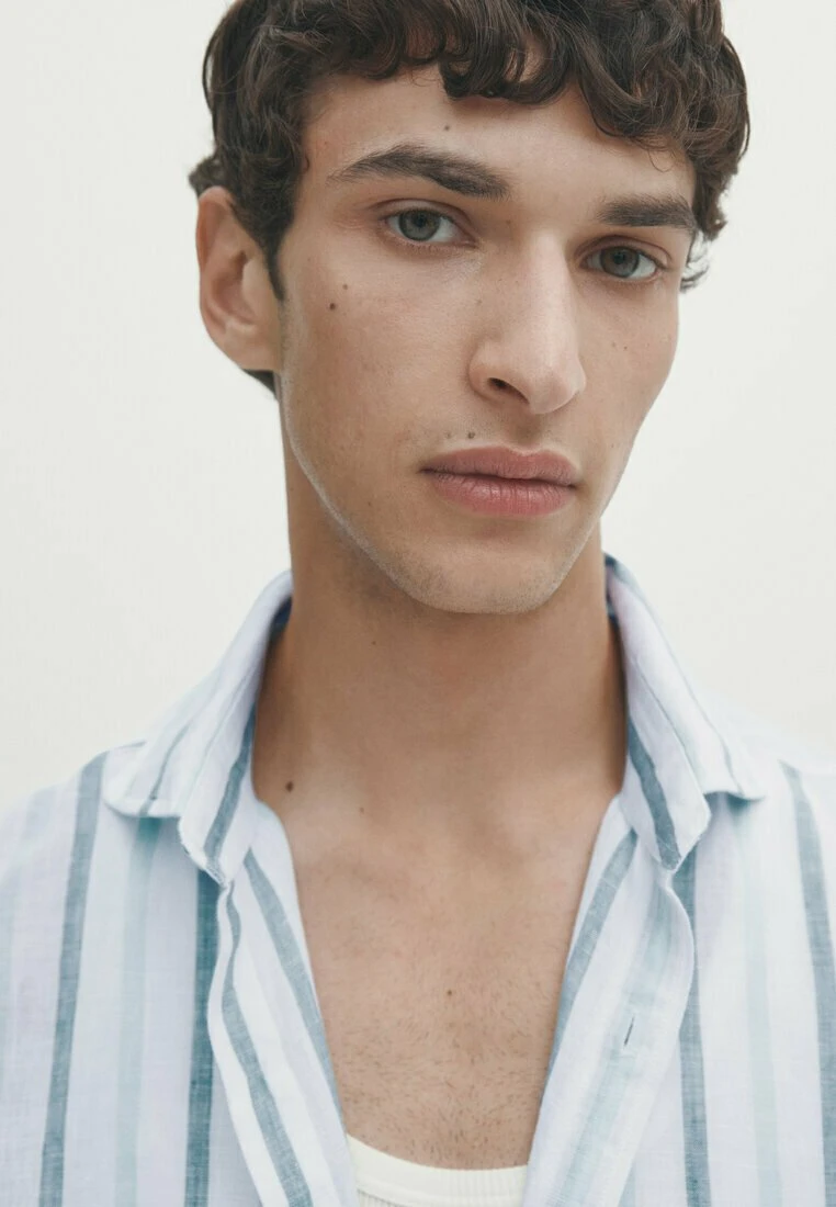 Massimo Dutti Two-Tone Striped - Shirt - Light Blue 6 Massimo Dutti Two-Tone Striped - Shirt - Light Blue - Image 4