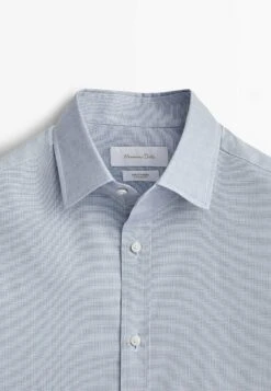 Massimo Dutti Regular Fit Check Texture- Formal Shirt - Light Blue -Massimo Dutti Shop f5c2037601744cf59262e107624c98ec