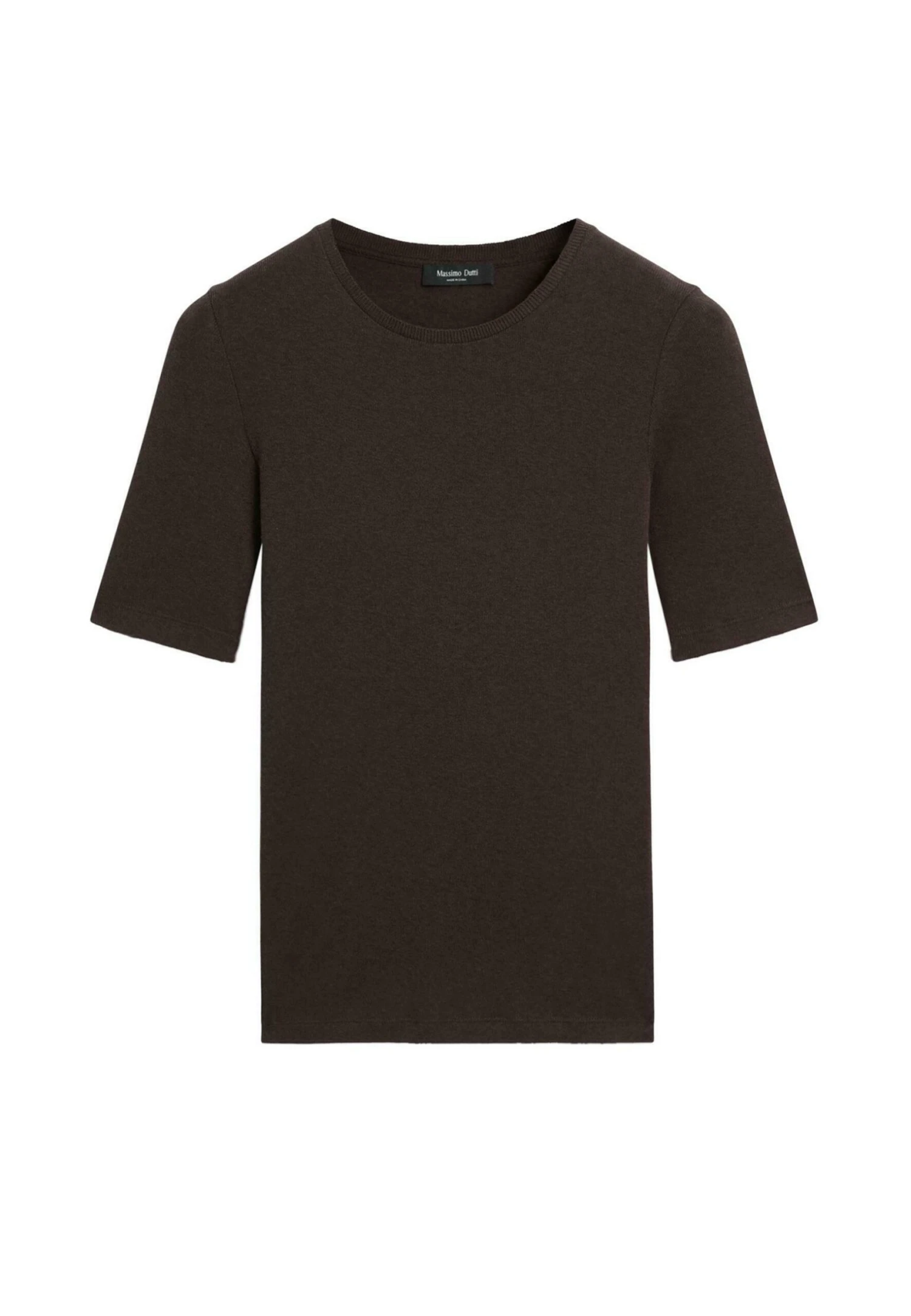 Massimo Dutti SHORT SLEEVE WITH CREW NECK - Basic T-shirt - Mottled Dark Brown 6 Massimo Dutti SHORT SLEEVE WITH CREW NECK - Basic T-shirt - Mottled Dark Brown - Image 4