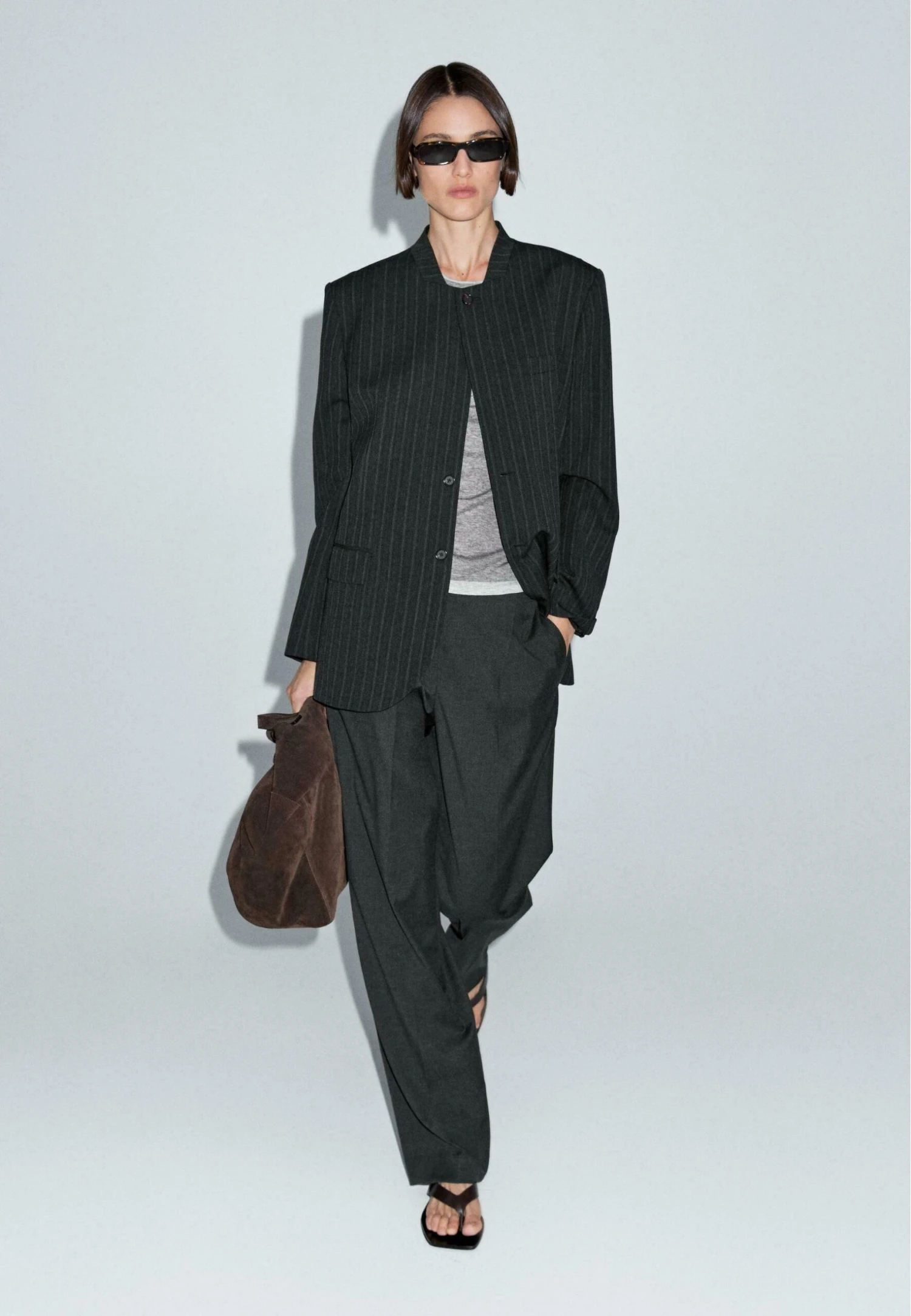 Massimo Dutti STRIPED PRINT - Blazer - Dark Grey 4 Massimo Dutti STRIPED PRINT - Blazer - Dark Grey - Image 2