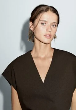 Massimo Dutti DOUBLE-BREASTED V-NECK WITH TIES - Summer Jacket - Mottled Dark Brown -Massimo Dutti Shop f658afc5e33b4b5783d6aec44066b72c