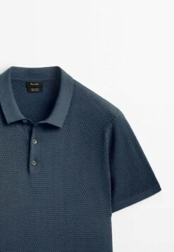 Massimo Dutti Textured Short Sleeve - Polo Shirt - Mottled Dark Blue -Massimo Dutti Shop f6c069ff4b3a47888812ca90bcd5c888