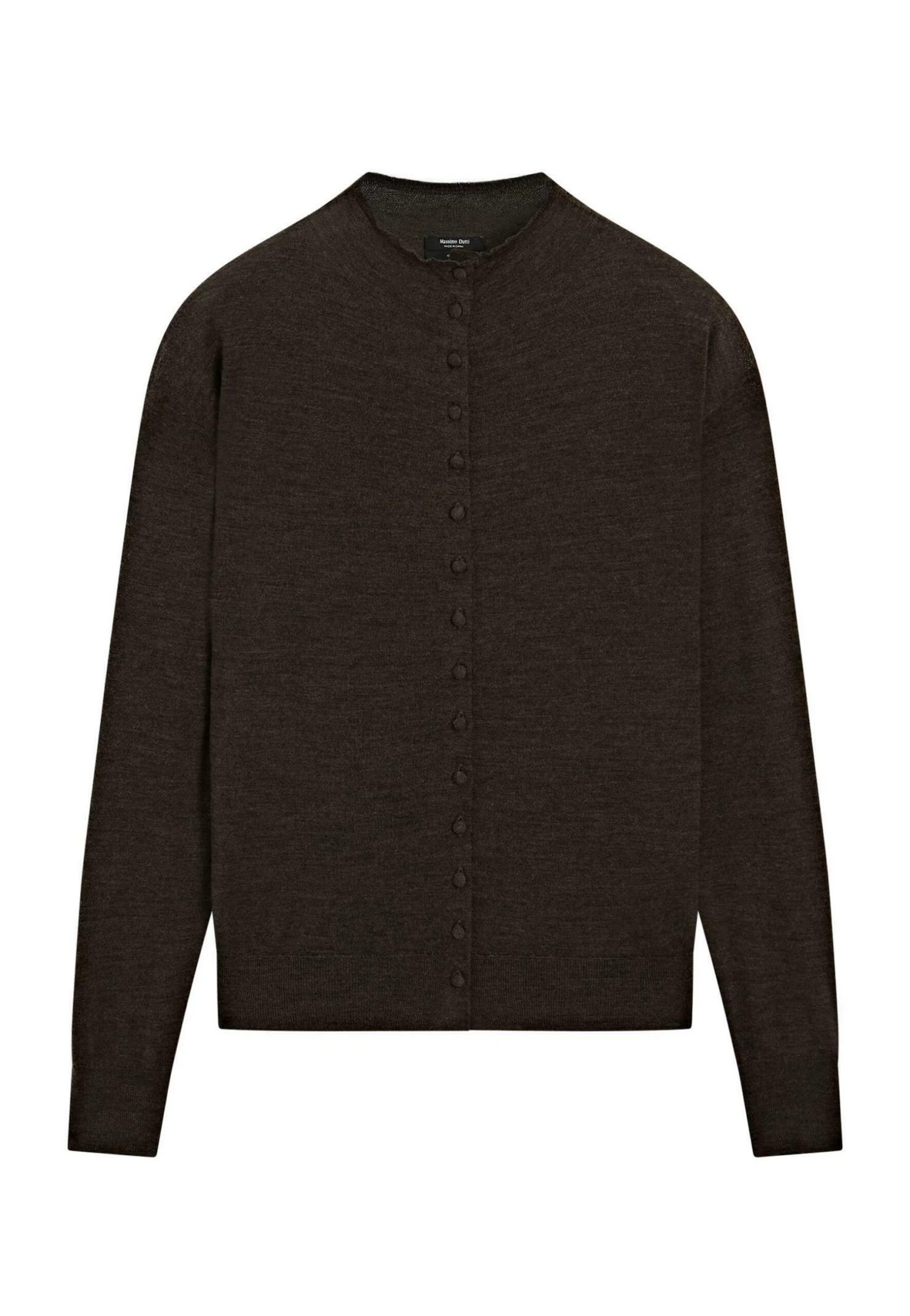 Massimo Dutti MOCK TURTLENECK WITH COVERED BUTTONS - Cardigan - Dark Brown 8 Massimo Dutti MOCK TURTLENECK WITH COVERED BUTTONS - Cardigan - Dark Brown - Image 6