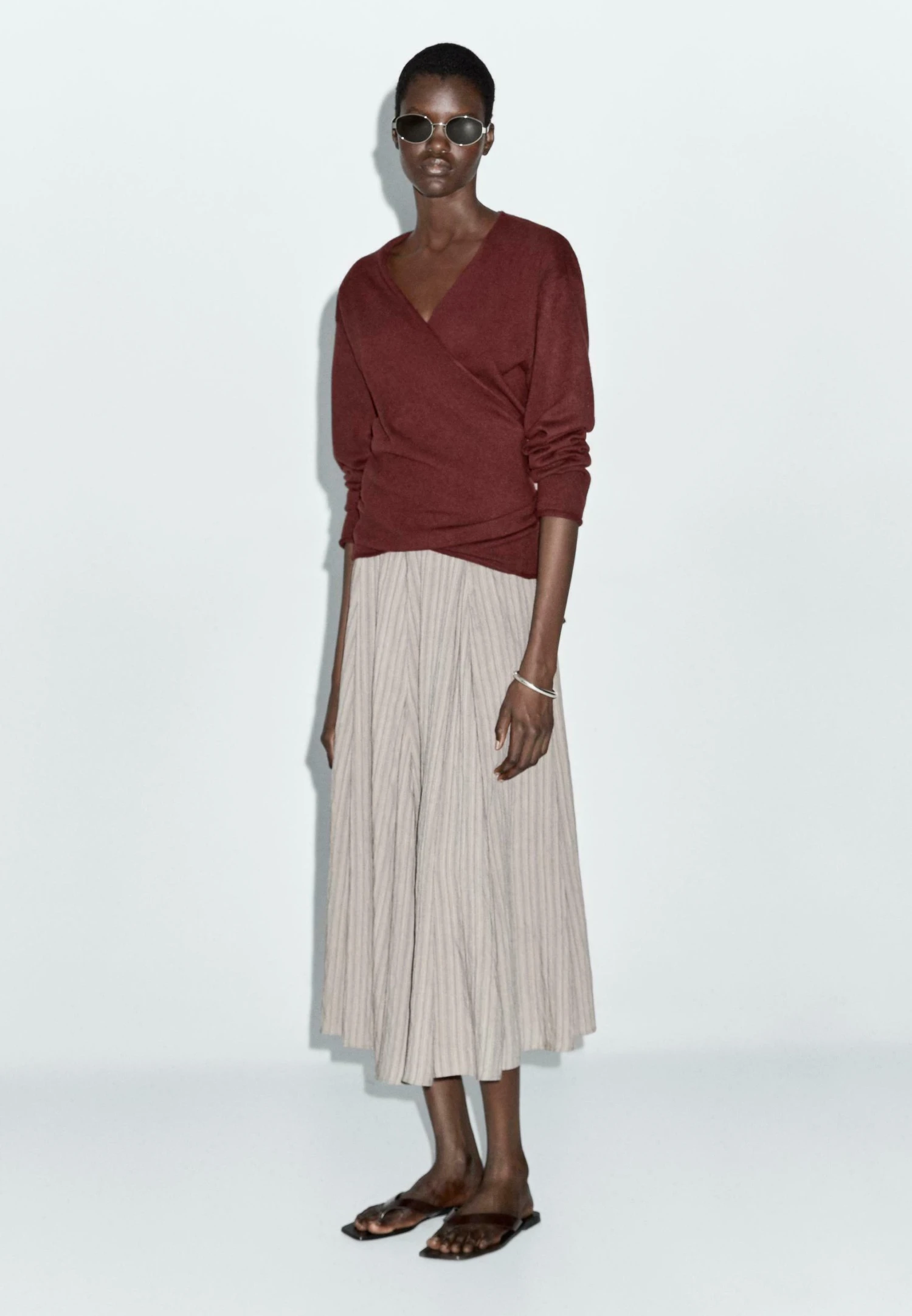 Massimo Dutti STRIPED FLARED MIDI - A-line Skirt - Grey 7 Massimo Dutti STRIPED FLARED MIDI - A-line Skirt - Grey - Image 5