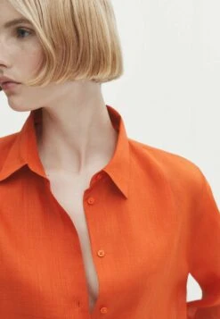 Massimo Dutti With Chest Detail - Button-Down Blouse - Orange -Massimo Dutti Shop f790800afa6043d984f1c99955673691