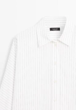 Massimo Dutti STRIPED BATWING SLEEVE - Button-down Blouse - White -Massimo Dutti Shop f7976c62130041dc97dfbe058083d87e