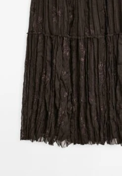 Massimo Dutti LONG PLEATED WITH EMBROIDERED DETAIL - Maxi Skirt - Dark Brown -Massimo Dutti Shop f7abdf386d3e4e44bbd7a7679d1015e7