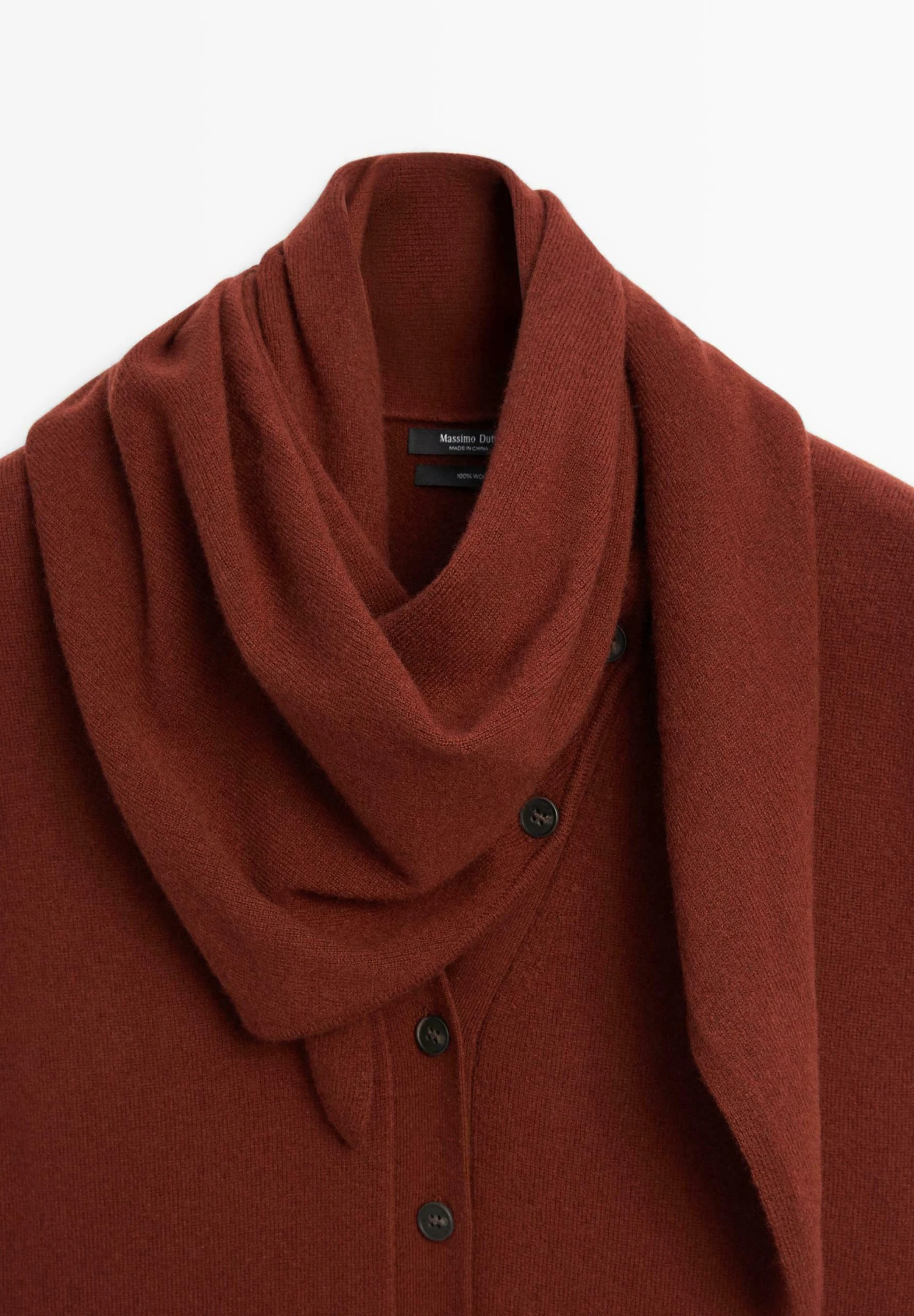 Massimo Dutti V-NECK WITH SCARF - Jumper - Dark Red 11 Massimo Dutti V-NECK WITH SCARF - Jumper - Dark Red - Image 9