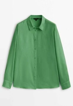 Massimo Dutti Button-Down Blouse - Dark Green -Massimo Dutti Shop f8187f92f00a4ee6aa0e36019cd33fae