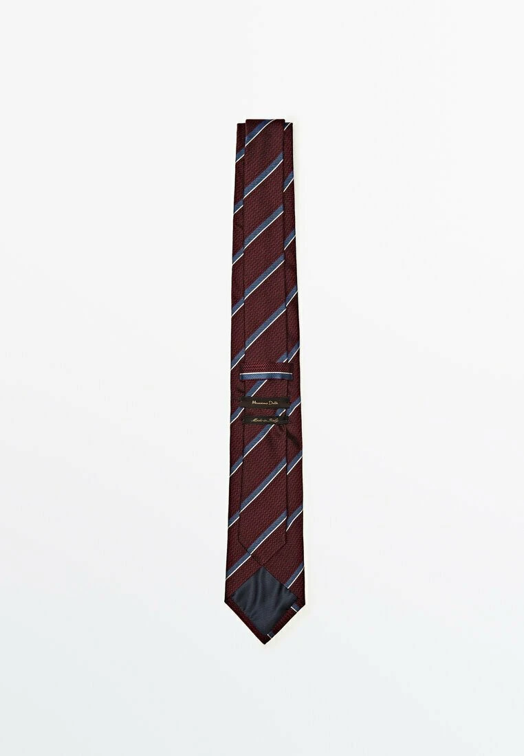 Massimo Dutti Blend Striped - Tie - Bordeaux 4 Massimo Dutti Blend Striped - Tie - Bordeaux - Image 2