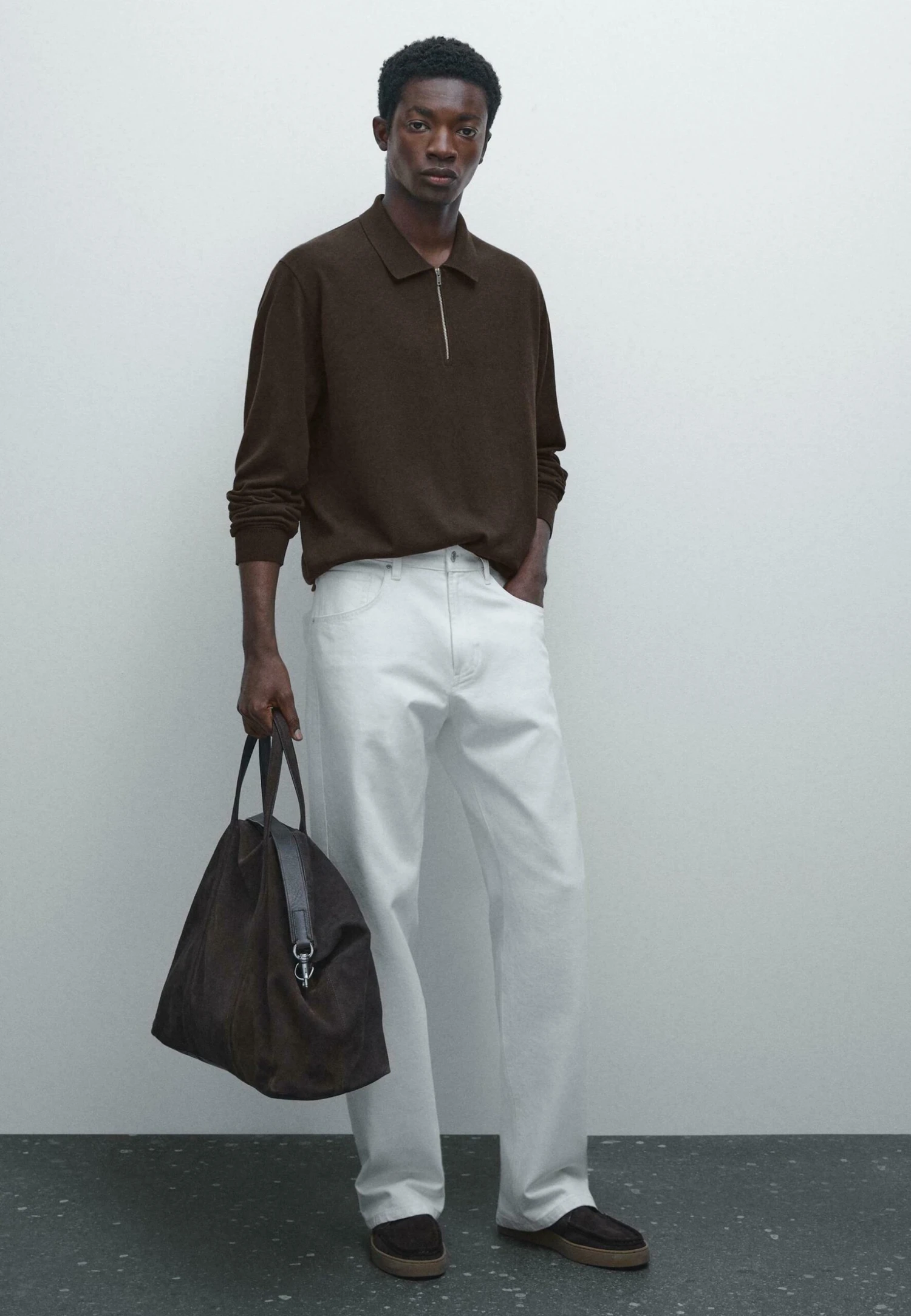 Massimo Dutti POLO COLLAR WITH ZIP - Jumper - Brown 6 Massimo Dutti POLO COLLAR WITH ZIP - Jumper - Brown - Image 4