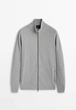 Massimo Dutti Milano With A Mock Neck And Zip - Cardigan - Light Grey -Massimo Dutti Shop f8c64ae6eae44310a94bcb3202c13efd