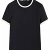 Massimo Dutti Short Sleeve Contrast- Print T-Shirt - Black -Massimo Dutti Shop f9220174493148918521f085c839df84