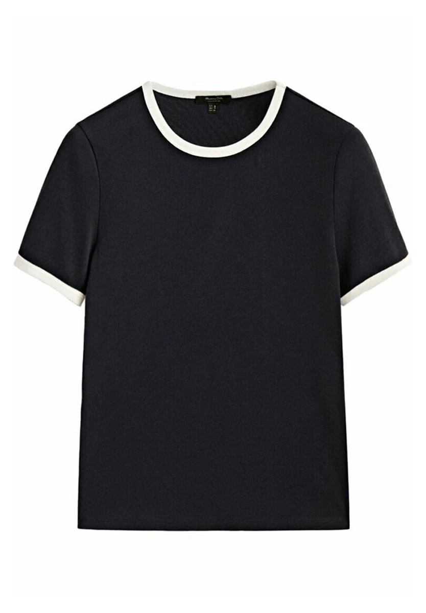 Massimo Dutti Short Sleeve Contrast- Print T-Shirt - Black 3 Massimo Dutti Short Sleeve Contrast- Print T-Shirt - Black