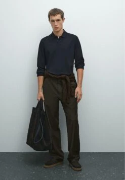 Massimo Dutti LONG SLEEVE MERCERISED PIQUÉ POLO NECK - Long Sleeved Top - Dark Blue -Massimo Dutti Shop f92dc0da1a59422c93d04951d52b2ad1