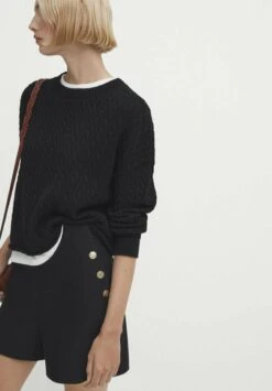 Massimo Dutti Crew Neck Cable-Knit- Jumper - Dark Blue -Massimo Dutti Shop f98b8bf24c144650a188e1131ccf42c2