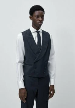 Massimo Dutti Windowpane Check - Suit Waistcoat - Blue