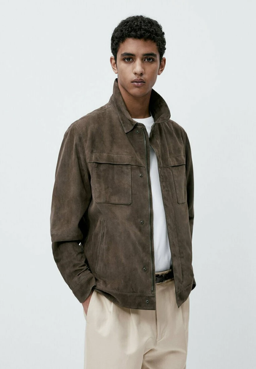 Massimo Dutti Trucker- Leather Jacket - Brown 3 Massimo Dutti Trucker- Leather Jacket - Brown