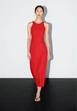 Massimo Dutti ROUND NECK MIDI - Day Dress - Red
