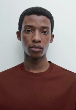 Massimo Dutti WIDE FIT SHORT SLEEVE WITH CREW NECK - Basic T-shirt - DARK RED -Massimo Dutti Shop f9f8567d7ffb454bb1718636c1a317f1