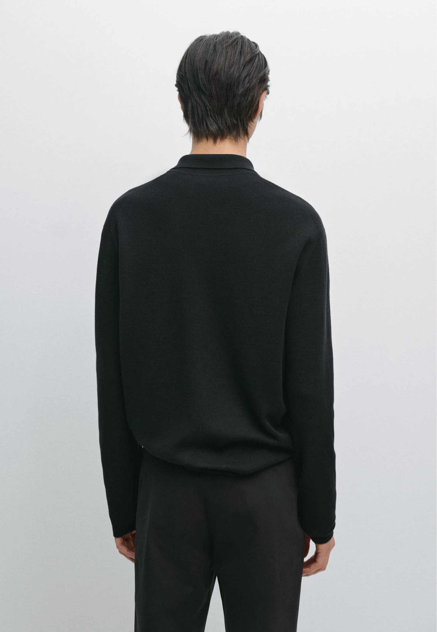 Massimo Dutti LONG SLEEVE POLO COLLAR - Jumper - Black 5 Massimo Dutti LONG SLEEVE POLO COLLAR - Jumper - Black - Image 3
